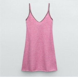 Zara Pink merino alpaca wool embellished dress